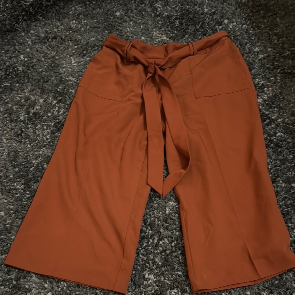 Worthington Brown Wide Leg Pants with Tie Waist